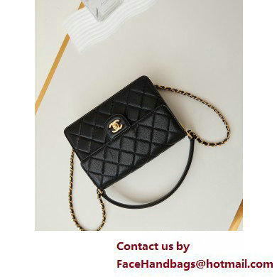 Chanel Grained Calfskin  &  Gold-Tone Metal Flap Bag with Top Handle Black 2025